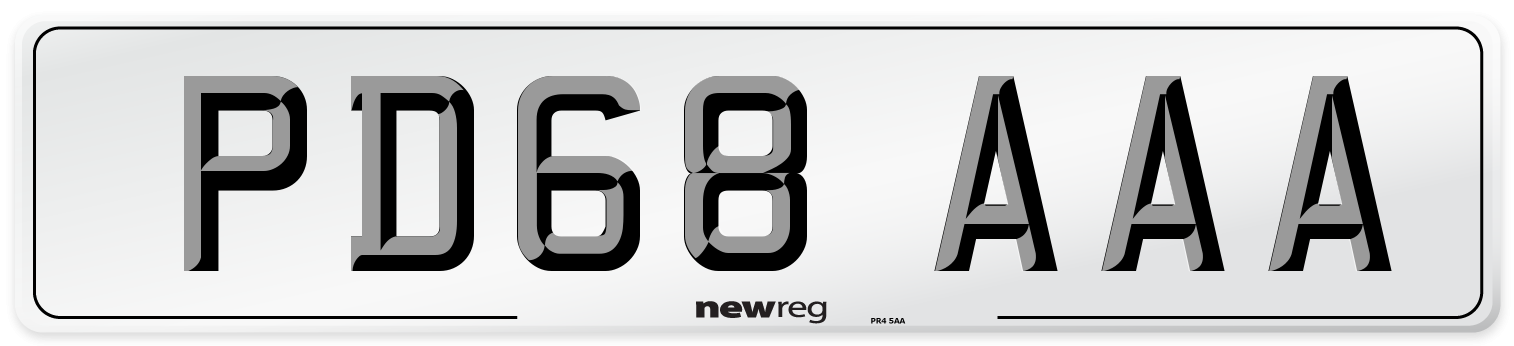 PD68 AAA Number Plate from New Reg